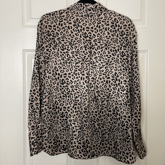 Mango: Charmeuse Leopard Button-down Blouse - Picture 5 of 6
